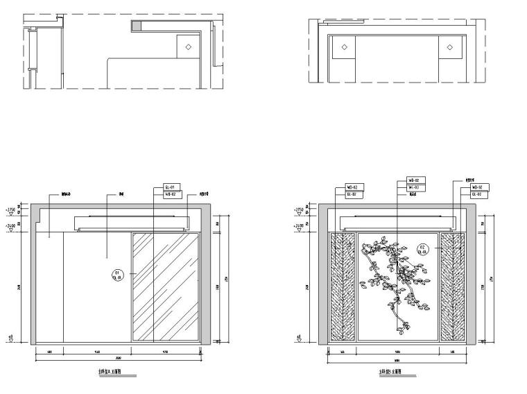 [福州]正祥香榭芭蕾样板房户型二室内施工图设计（包含实景图）-主卧立面图