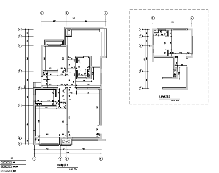 [上海]绿地启东三期DS4户型样板间设计施工图（附效果图+物料）-墙体定位图