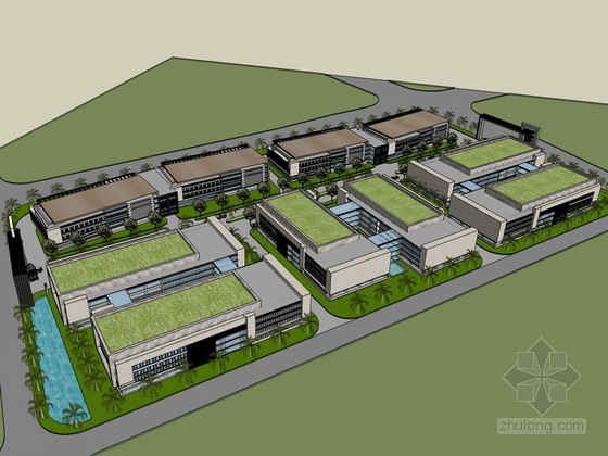 工业产业园su模型资料下载-汽车产业园SketchUp模型下载
