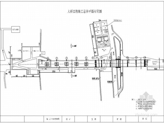 桥梁现场平面布置资料下载-跨湘江大桥工程施工总体平面布置图