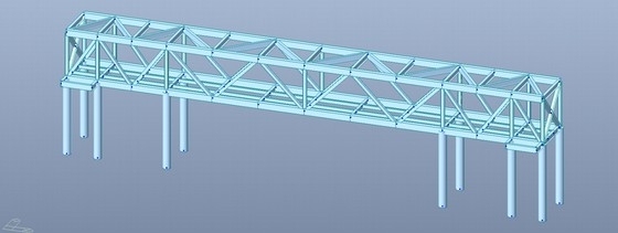 钢栈桥结构图资料下载-钢桁架结构商业街人行天桥结构图