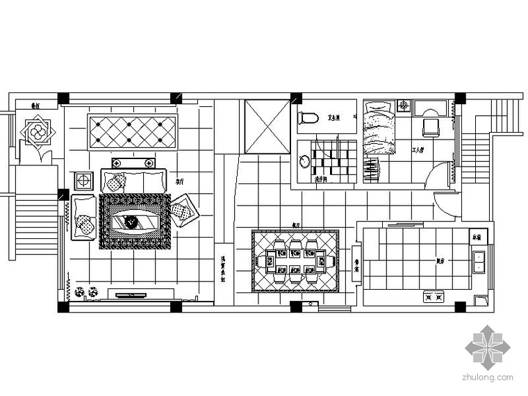 三层复式建筑资料下载-三层顶楼花园复式装修图