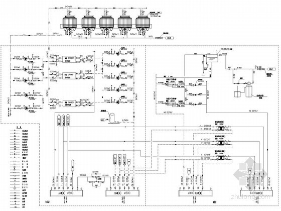 [北京]大型商业中心冷冻机房及锅炉房系统设计施工图-空调冷冻机房和锅炉房空调水系统原理图 