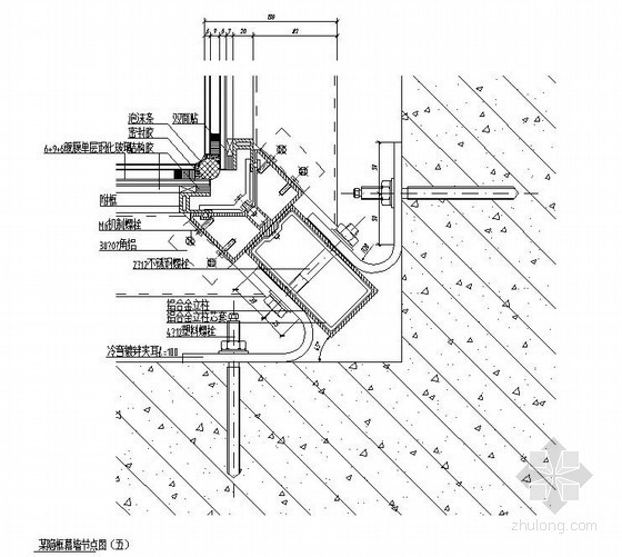 明框中空玻璃窗节点图资料下载-某隐框幕墙节点图（五）