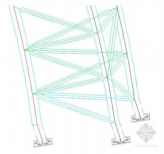 [四川]框架结构游泳馆钢桁架屋面施工组织设计(三维图解)-游泳馆钢管格构柱脚节点 