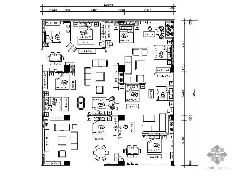 中式家具展厅施工图资料下载-[四川]某中式家具专卖店施工图