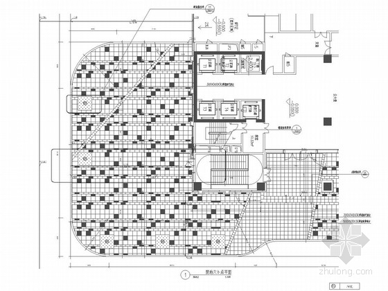 [深圳]城市商业大厦屋顶花园景观设计施工图-铺地节点平面施工图 