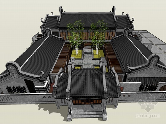 中国古典建筑分析资料下载-古典建筑SketchUp模型下载