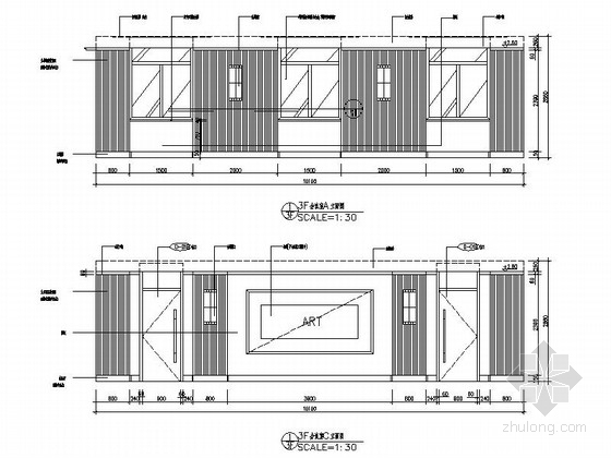 [江苏]现代地方行政机关办公楼室内CAD装修图（含效果）会议室立面图