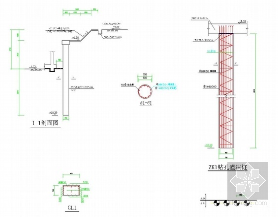 [浙江]土钉墙结合排桩深基坑支护施工图（附基坑计算书）-自流深井详图