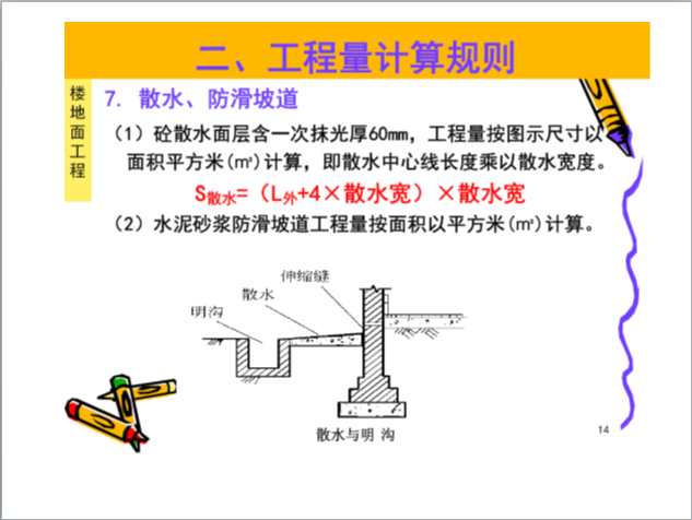 楼梯面工程量计算规则-散水坡道