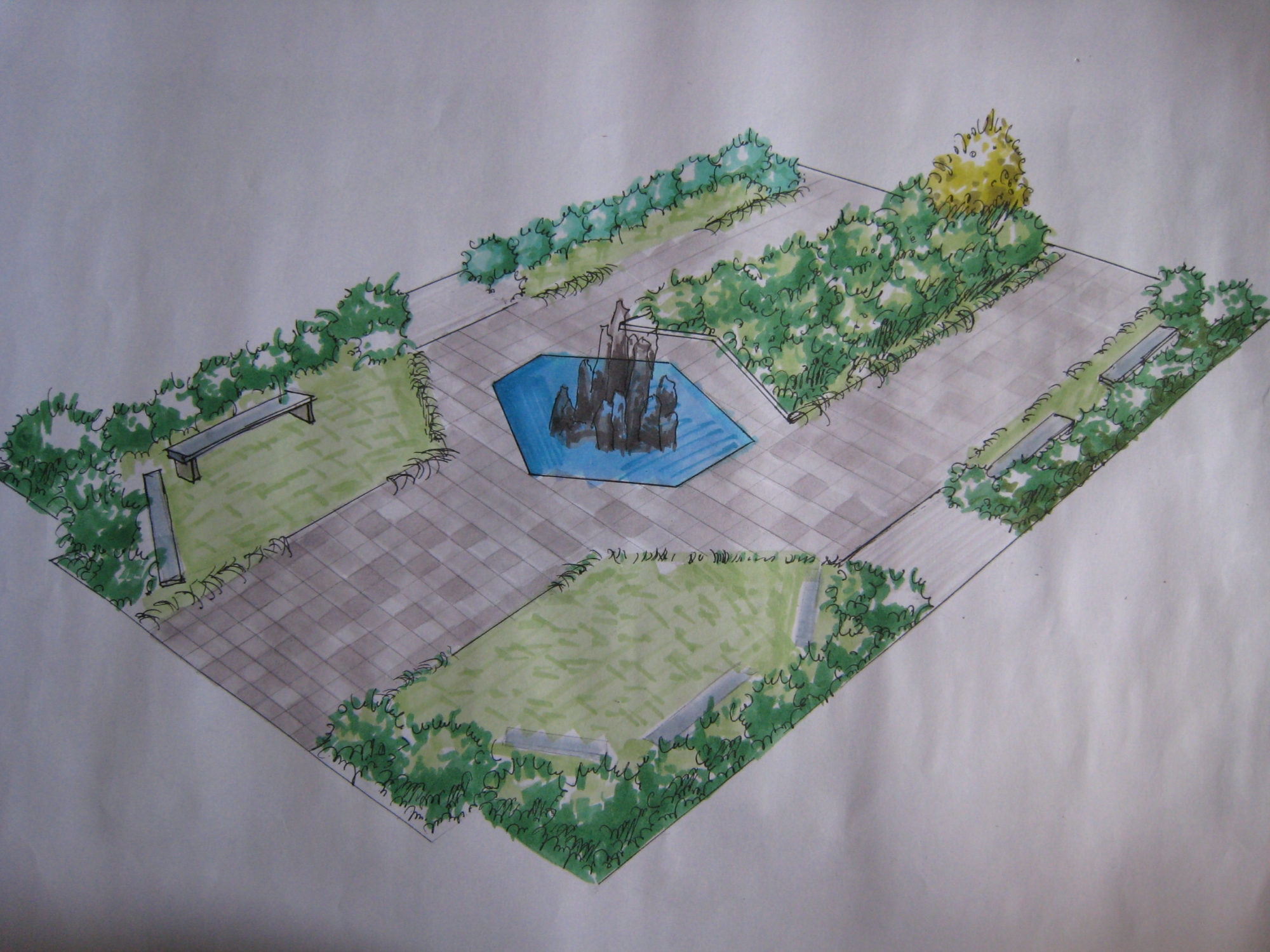 绿化校园的设计简笔画图片