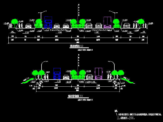 河道钢筋混泥土挡土墙资料下载-55米宽市政道路工程施工图设计全套236张CAD（含地道，箱涵，排水照明交通监控）