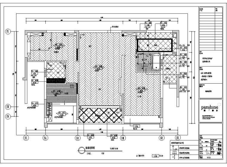 客厅吊顶装修平面图资料下载-东莞幸福花苑一期D1样板房室内设计施工图