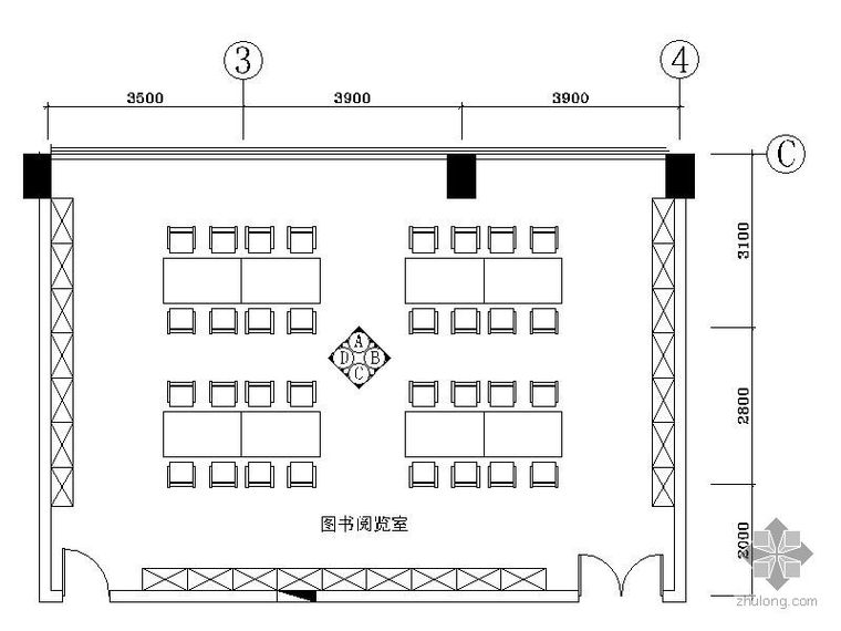 阅览室装修cad资料下载-图书阅览室详图