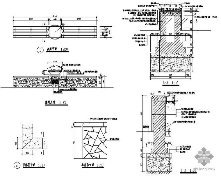 花坛坐凳施工详图_2