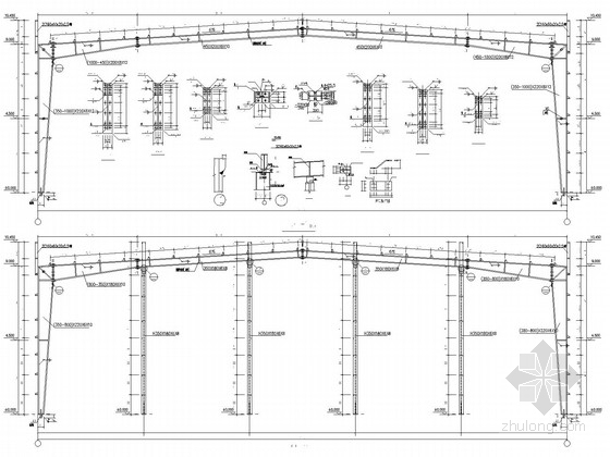 厂房钢构基础施工图资料下载-31.7米跨门式刚架厂房结构施工图