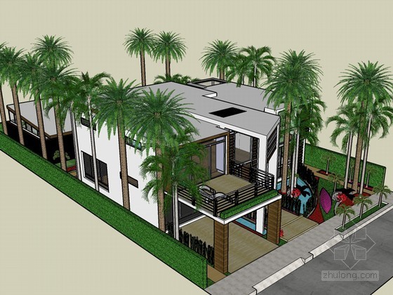 海边度假村规划方案资料下载-海边度假别墅SketchUp模型下载