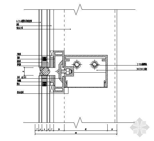半隐玻璃幕墙节点图资料下载-玻璃幕墙1节点图7