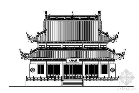 CAD立面图图集资料下载-大雄宝殿立面图