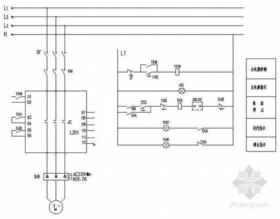 37kw电机二次接线图资料下载-常用软启动器一用一备控制电机原理图