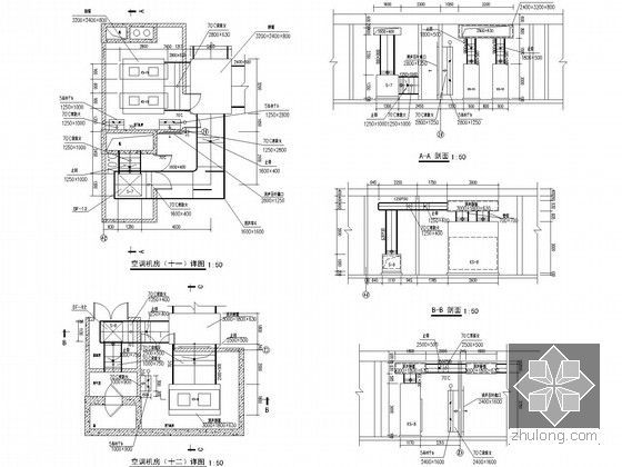 [长沙]地下商场空调通风全套设计施工图(详图丰富)-空调机房详图