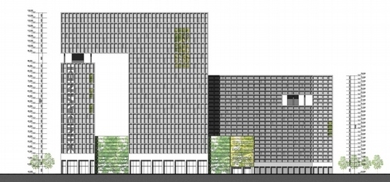 [安徽]30层高层商业综合体建筑方案文本-立面图