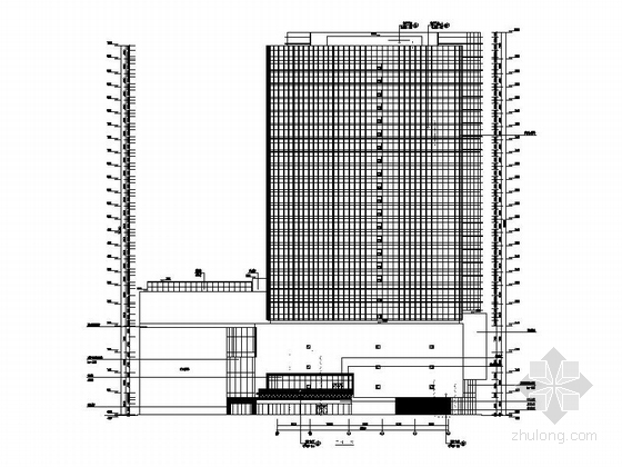 [南京]超高层铝合金墙面带底商研发办公楼建筑施工图-超高层铝合金墙面带底商研发办公楼建筑立面图