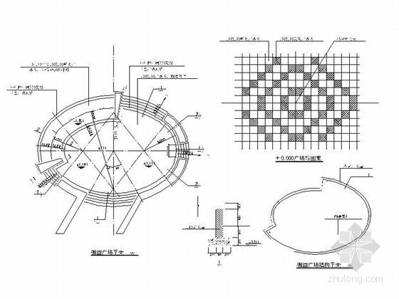 [广西]特色风格道路景观规划设计施工图-椭圆广场详图 