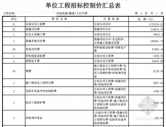 广东省图纸预算实例框架资料下载-[广东]天桥续建工程招标控制价实例（附图纸）
