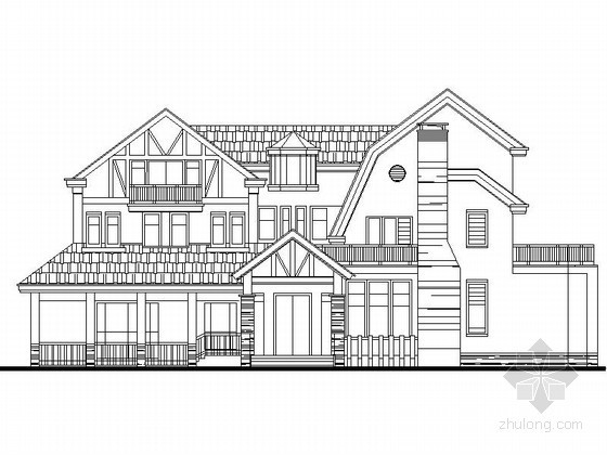50平方米住宅方案图资料下载-某三层北美风格别墅建筑方案图（665平方米）