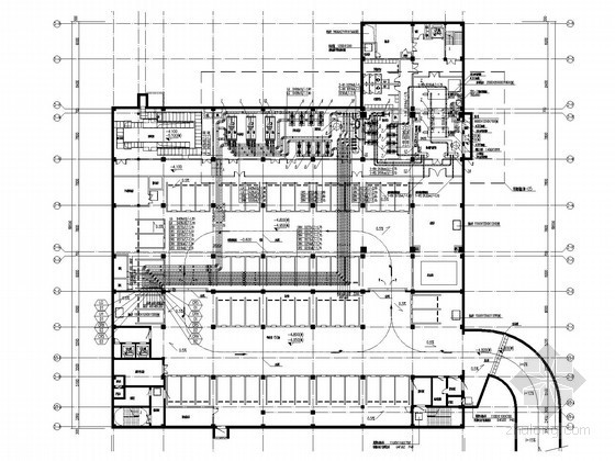 [上海]公共办公建筑空调通风防排烟系统设计施工图（含燃气设计）-地下层平面图(平时车库示意图) 