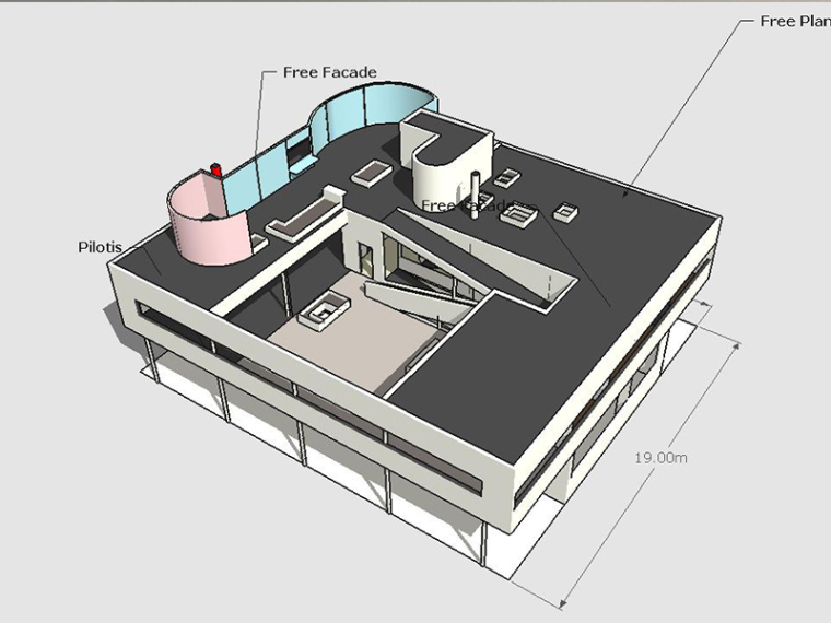 柯布西耶的建筑空间资料下载-柯布西耶——萨伏伊别墅SU建筑模型