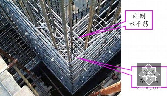 建筑施工细部节点施工工艺详解（近200页附图丰富）-转角墙端部水平钢筋锚固