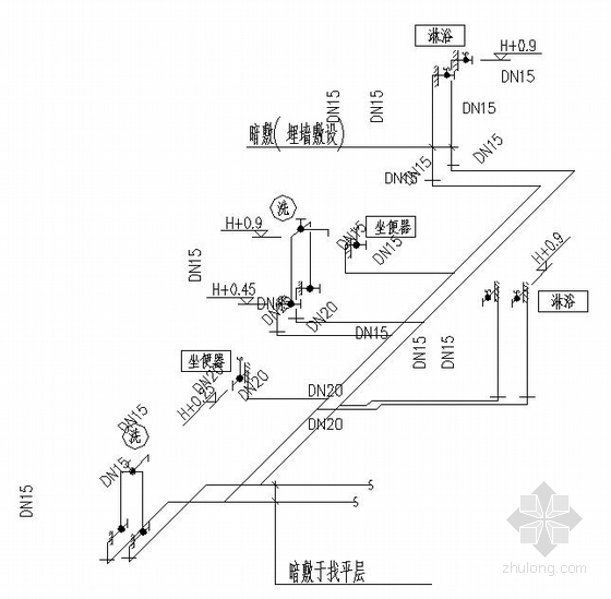 广东某12层复式住宅给排水设计图 