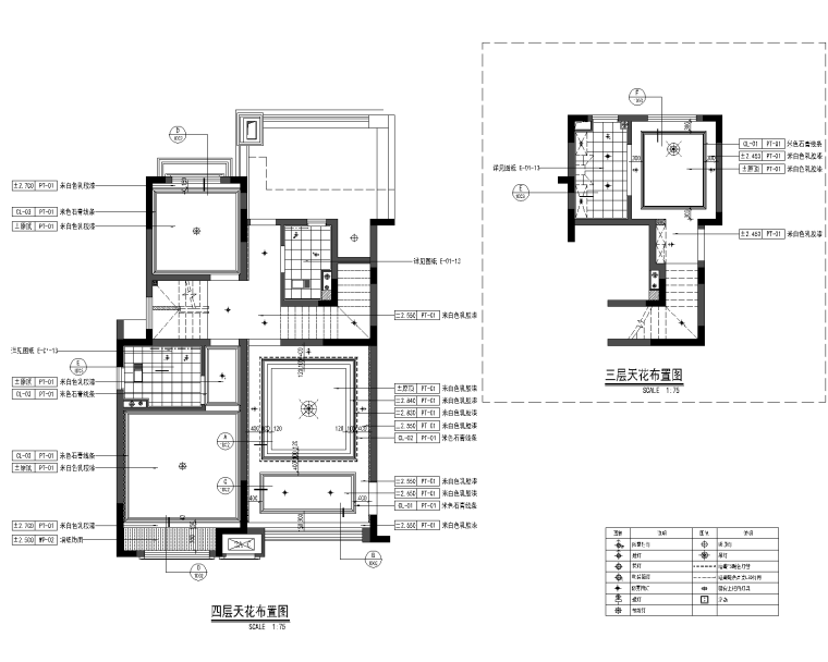 [上海]绿地启东三期户型样板间室内设计施工图+效果图+软装方案-天花布置图