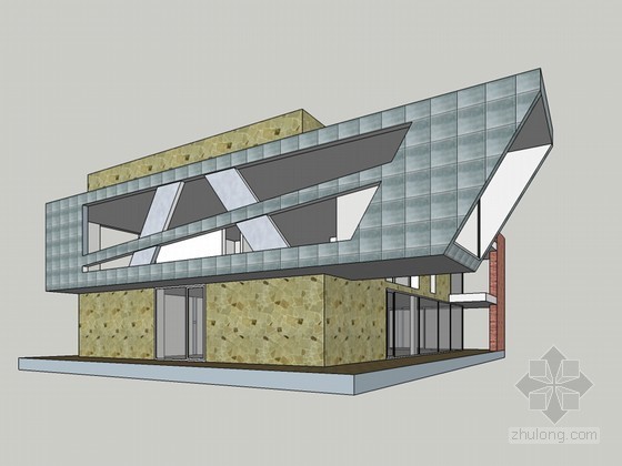 郊区的被动住宅资料下载-郊区住宅建筑SketchUp模型下载