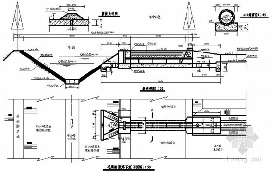 小型农田水利工程配套建筑物设计节点详图（106张CAD图）-毛渠进水口兼田间道过路涵布置结构图 