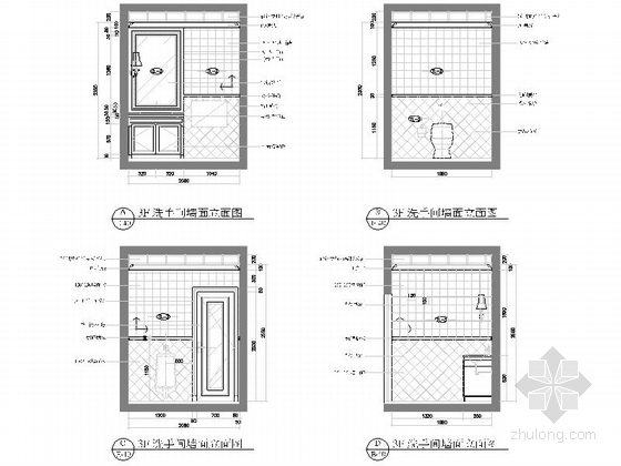 [河北]经典奢华欧式风格三层别墅室内设计装修施工图（图纸细致，力荐！）-[河北]经典奢华欧式风格三层别墅室内设计装修施工图洗手间立面图