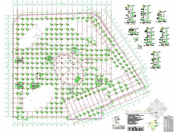 [系列三]大底盘多塔复杂结构大型超高层综合体结构施工图（裙房部分）-地下室基础~-10.500墙柱平面定位图