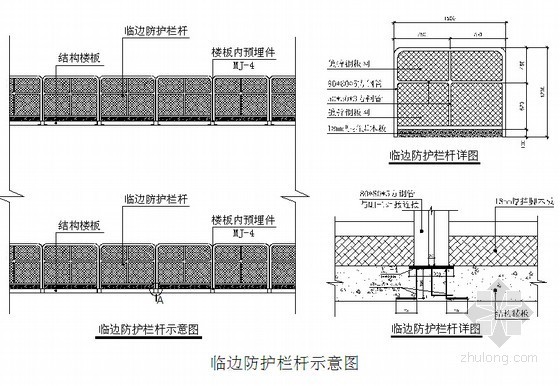 [江苏]办公楼工程安全文明施工方案(50页)-临边防护栏杆示意图 