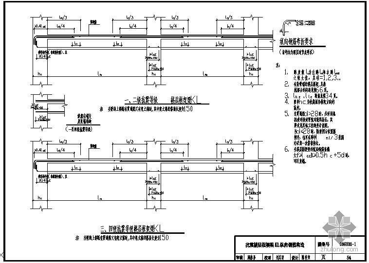 楼层框架梁kl纵向钢筋构造资料下载-某抗震楼层框架梁KL纵向钢筋节点构造详图