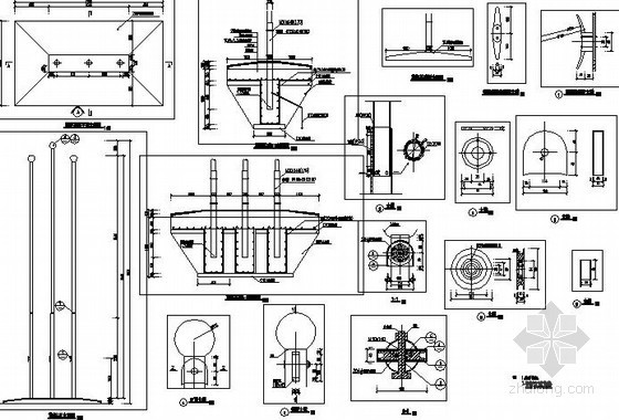 旗杆基础CAD资料下载-旗杆施工详图