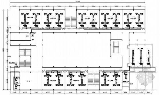三层教学楼建筑平面图资料下载-某五层教学楼空调平面图