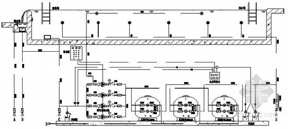 [广东]别墅室外游泳池给排水工程设计图-游泳池水处理工艺流程图 