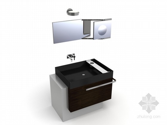 su卫生间洗手台盆资料下载-黑胡桃卫生间洗手台3D模型
