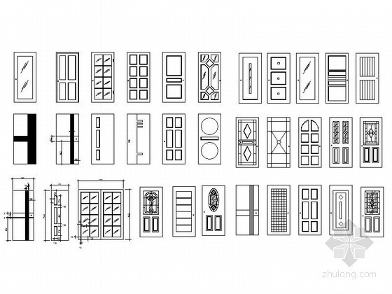 门CAD图块下载资料下载-各式风格门立面图CAD图块下载