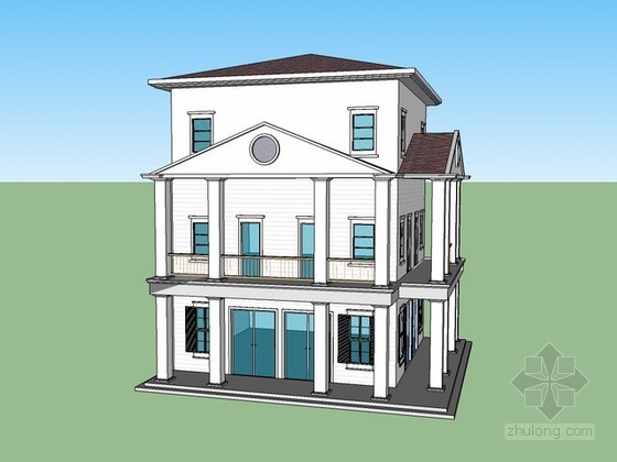 三层别墅造价计算资料下载-三层别墅sketchup模型下载
