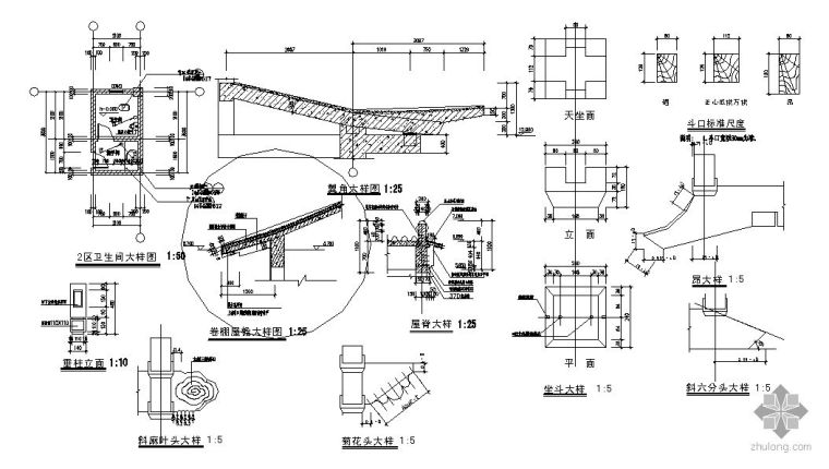 [成都]某古城八期仿古建筑-斗拱大样图翼角大样图及卷棚屋檐大样图_2