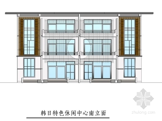 [山东]3层度假酒店建筑方案文本（含CAD）-商业区立面图